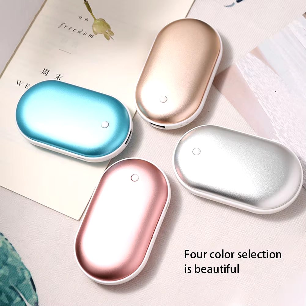 2 in 1 Mini Hand Warmer Portable USB Rechargeable Pocket Hand Warmer Cobblestone 5000Mah Large Capacity Double-Sided Quick Heati