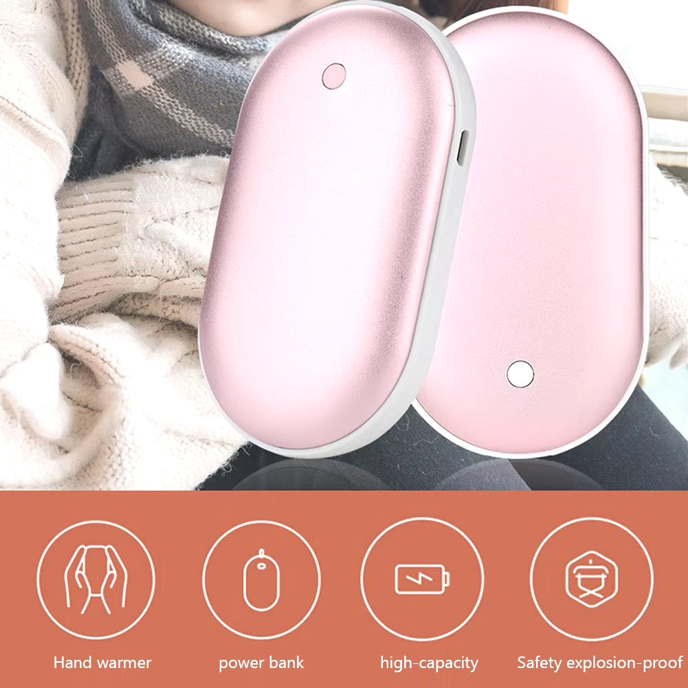 2 in 1 Mini Hand Warmer Portable USB Rechargeable Pocket Hand Warmer Cobblestone 5000Mah Large Capacity Double-Sided Quick Heati