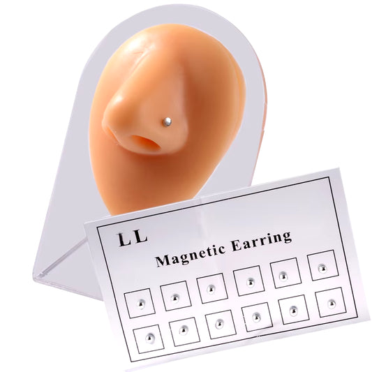 12Pcs/Card Fake Cheater Non Pierced Magnet Ear Tragus Cartilage Lip Labret Stud Nose Ring Jewelry Magnetic Earring