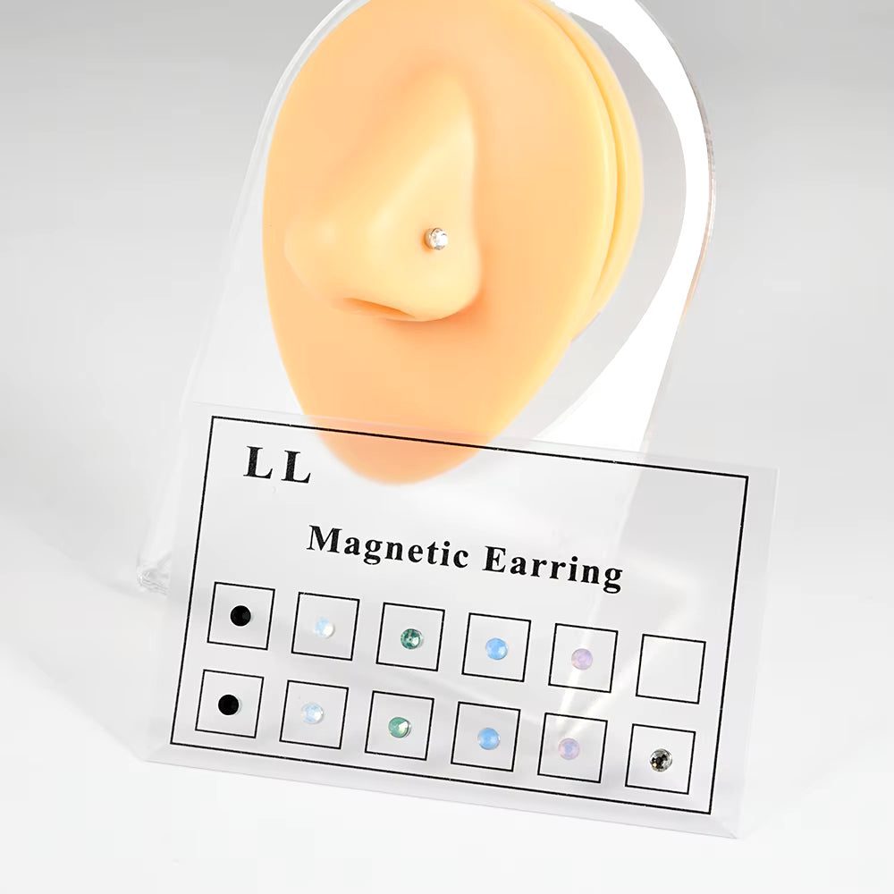 12Pcs/Card Fake Cheater Non Pierced Magnet Ear Tragus Cartilage Lip Labret Stud Nose Ring Jewelry Magnetic Earring