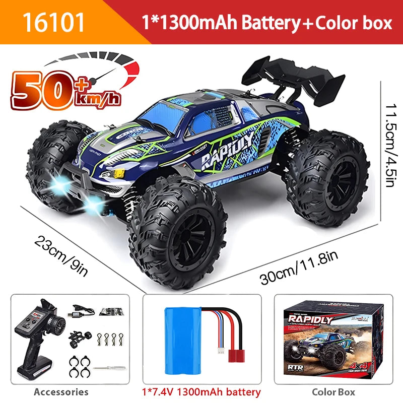 1:16 70KM/H or 50KM/H 4WD RC Car with LED Remote Control Cars High Speed Drift Monster 4X4 Truck for Kids Vs  144001 Toys